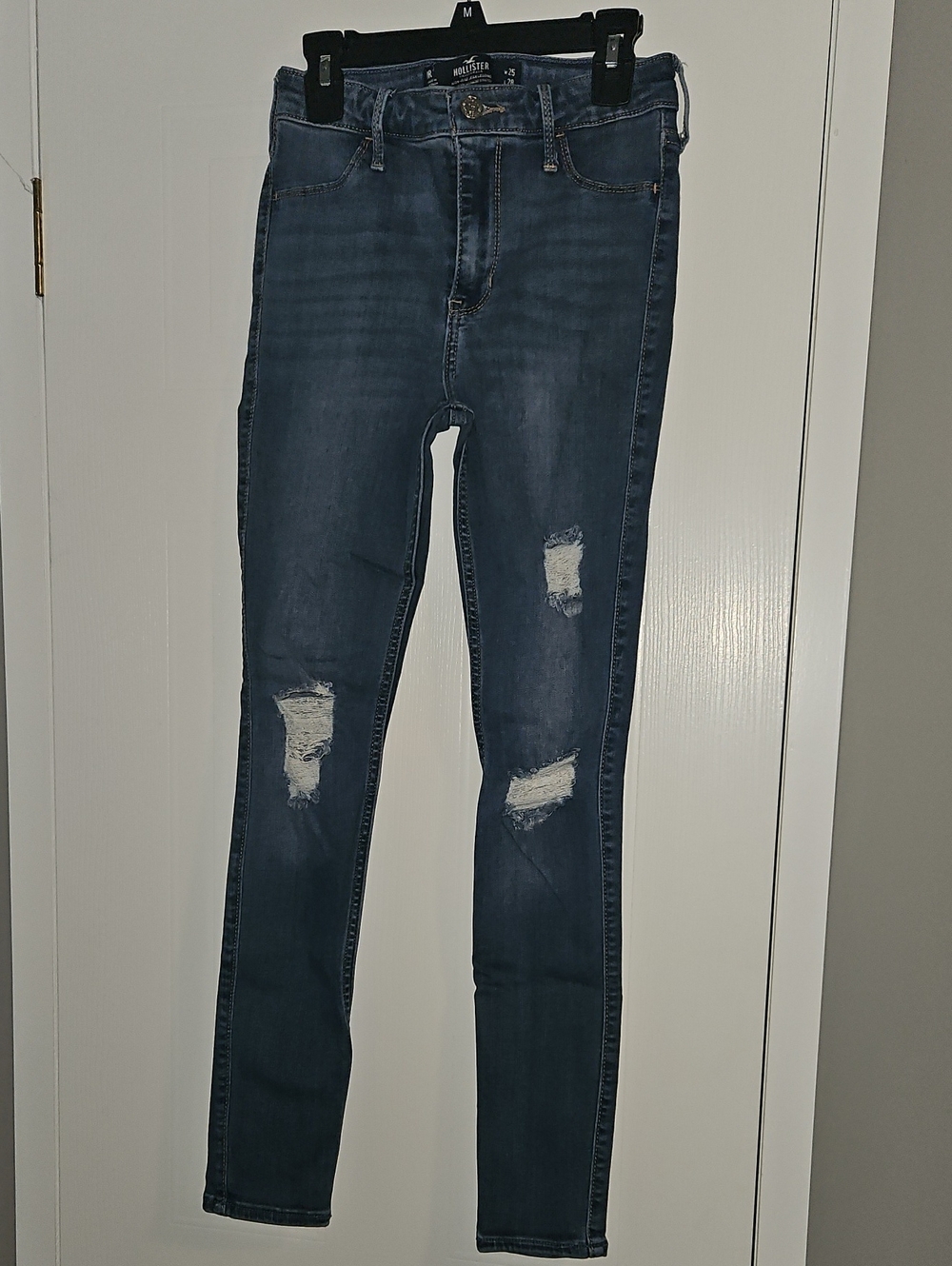 Hollister Distressed Slim Skinny Jeans - Dark Blue- High Rise